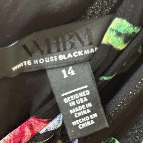 NWT White House Black Market Vibrant Black Floral Dress - Picture 2 of 8